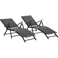 Sdraio da giardino pieghevoli con schienale regolabile, 64x134x95cm, nero