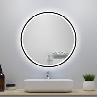 Miroir Salle de Bain rond LED 80x80 cm - Anti-Buée, Bluetooth, Horloge, Installation Murale Facile