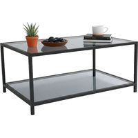 Dmora - Tavolino da salotto Diphda, Tavolo basso da caffè, Portariviste per divano, Ripiano da soggiorno, 90x60h40 cm, Nero, con imballo rinforzato, con imballo rinforzato