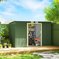 Outsunny Gartenhaus 280x130x172 cm mit Schiebetüren, Sockel und Belüftung, Hellgrün