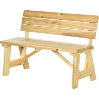 Banc de jardin 2 places en bois 220 kg chargeable avec dossier et accoudoirs 116 x 56 x 80 cm