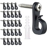 (24 Lights, Black) Light Hooks With Screws, Garage New Year Holiday Party Wall Patio Hooks, Easy Release Indoor Outdoor Christmas Light Assortment