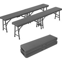 LIFERUN Set di 2 Panchine da Birra Pieghevoli 180 cm, Panche Pieghevoli Birreria con maniglia, Panchina da Campeggio in plastica HDPE, Panchina da Giardino per campeggio feste da giardino, Ottica in R
