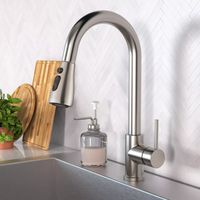 Zamery – Mitigeur de cuisine en acier inox 304 – Douchette extractible rotative 360° – 2 modes de pulvérisation – Installation facile