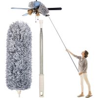 Plumero de microfibra con mango de acero inoxidable, extensible de 30 a 100 pulgadas para limpiar ventiladores de techo, persianas, zócalos y automóviles.