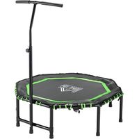 48" Octagonal Mini Fitness Rebounder Trampoline Indoor Outdoor Foldable Mini Jumper with Adjustable Handle, Green