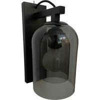 Bell – schwarze Wandleuchte, graues Glas