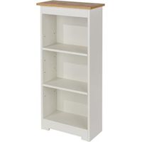 Colorado Low Narrow Bookcase - MDF/MDP - 44 x 21.5 x 100 cm - Soft White/Oak