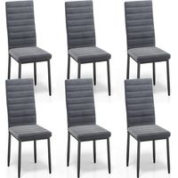 Bealife 6 Esszimmerstühle Set mit gepolsterten Velours-Sitzflächen, Metallgestell und Gummifüßen in Dunkelgrau