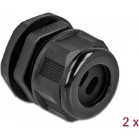 Delock Prensaestopas PG21 para cable plano con dos entradas de cable negro 2 piezas