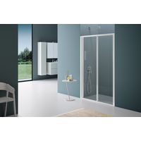Nicchia doccia 130 cm scorrevole con profili in alluminio bianco finitura pannelli trasparente - America