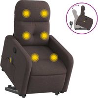 Maison Exclusive - Poltrona Alzapersona Massaggi Reclinabile Marrone Scuro Tessuto