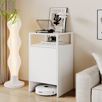 Armoire de rangement pour balayeuse, petit rangement, multifonctionnelle, avec 1 étagère ouverte et une armoire pour bar à eau, table d'appoint, 80 x 44,4 x 45 cm, blanche, MDF