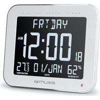 Muse M-090 Orologio da muro bianco con display LCD