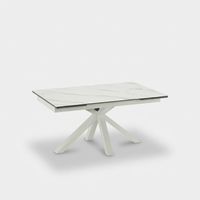 Mesa extensible de diseño en cerámica y vidrio templado Guernica - Efecto mármol blanco