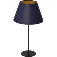 Lampe de table noire 56cm abat-jour bleu or E27 Arden