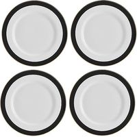 Mikasa Luxe Deco Plain Plates de Porcelaine, Set de 4 Grandes Assiettes avec Stripe Art Deco, 27cm, Luxury Plates for 4 - Gift Wrapped & Dishwasher Safe