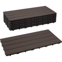 Randaco Set di 42 piastrelle per terrazza in WPC a 7 doghe 1 m², 30 x 60 cm, piastrelle agganciabili in composito di legno Marrone caffè