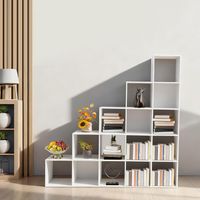 5-Tier Stepped Bookshelf, 15 Cube Storage Organizer, Freestanding Ladder Bookcase, L-Shaped Corner Shelf, Room Divider Shelf, 57.5" Tall Modern Display Shelf for Home Office Living Room