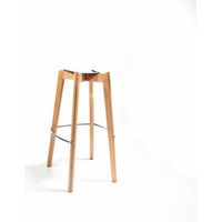 Tabouret de bar sans dossier avec piètement empilable - Assise en plastique Bois/Blanc (Lot de 4) - Feros