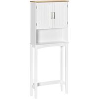 Meuble de toilette haut pour machine à laver sur étagère réglable, intérieur pour salle de bain WC 64x22x165 cm Blanc