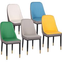 Set da 6 Sedie Cucina Multicolore Ecopelle Piedi Dorati Vienna Blu