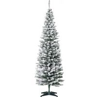 Künstlicher Weihnachtsbaum, 210 cm, beschneite PVC-Zweige, klappbar, Metallständer, Grün/Weiß