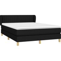 vidaXL Sommier à lattes de lit avec matelas Noir 140x200 cm Tissu
