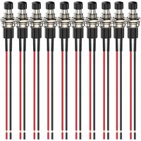 10 Stück 7 mm 3V-6V-12V-24V-230V / 1A vorverdrahtete Mini-Momentan-Drucktaster, SPST-Normalerweise Öffner EIN/AUS 2-poliger Rundtaster für Hobby-Modelleisenbahnen, Schwarz