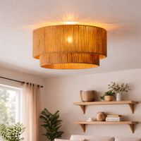Plafonnier en corde de jute naturelle, style bohème,E27 Ø450x260 mm