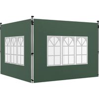 Paredes Laterales para Carpa de 3 x 3 / 3 x 4 m 2 Paneles de Tela Oxford de 295x195 cm con Ventana para Fiestas Verde