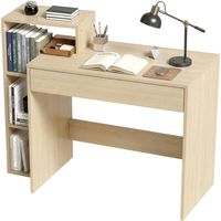 Scrivania PC con 3 ripiani aperti e cassetto, legno, 100x40x90 cm