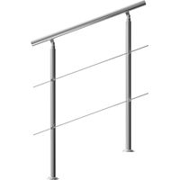 Monzana – Rampe d'escalier en acier inoxydable 80/100/120/150/160 cm – Garde-corps avec main courante – 2 traverses de 10 mm – Résistante aux intempéries