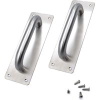 Lot de 2 poignées de porte coulissantes, poignées de porte en acier inoxydable, portes coulissantes, poignées de porte avec plaque métallique (200 x 65 mm)