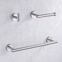 Portasciugamani da 40 cm, porta carta igienica, set di accessori per il bagno, 3 pezzi, montaggio a parete, acciaio inossidabile SUS304, finitura spazzolata antiruggine, LA202DG-32