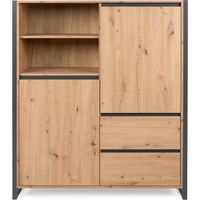 Hohe Sideboard-Schubladen offenes Fach Quecia-Antazit-Profile cm 120 x 40 x 140 h