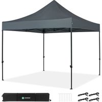 VONROC Tente de réception 3x3m - Premium, pliable, imperméable, UV50+, gris