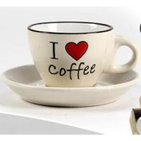 TRADE SHOP - Set 6pz Tazzine Tazza + Piattino 80ml Caffè Classico Moderno Colori Ass 668715 -