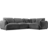 ROSALIE L - Canapé angle modulable petit velours côtelé 4 places Gris foncé Gauche