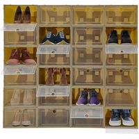 Lot de 24 boîtes à chaussures empilables avec couvercle - Organisateur de rangement pour chaussures de sport, chaussures à talons hauts et pantoufles