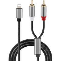 Cavo RCA per iPhone, cavo Lightning-RCA per iPhone, iPad e tablet, adattatore audio stereo AUX per amplificatore di potenza per auto e home theater, 1 m