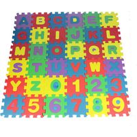 Rutschfeste Spielmatte für Kinder – 36 Teile à 12 x 12 cm – Mehrfarbiger Schaumstoff – Buchstaben und Zahlen lernen – Jormftte
