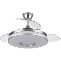 Ventilatore dani 59w 6980lm nichel 4 pale pieghevoli 6 velocità107d 3000-4000-6000k telecomando, reg.int, memori e tempor.