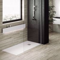 Plato de ducha pizarra PURE blanco 90x140 cm rejilla acero inox.
