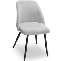 Sedia da sala pranzo Kety in microfibra grigio chiaro con gambe in metallo nero