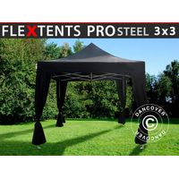 Carpa plegable Carpa Rapida FleXtents PRO Steel 3x3m Negro, incl.