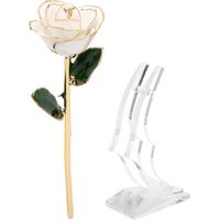 Rose plaquée or 24 carats avec support, décoration florale trempée dans de l'or pour la Saint-Valentin et un anniversaire