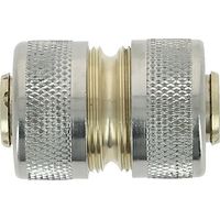 Raccord d'arrosage réparateur laiton nickelé pour raccordement de 2 tuyaux de diamètre intérieur 15 mm - FAUQUET