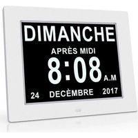 Horloge Calendrier - Auto Dimming pour Les Personnes Âgées / Alzheimer et les enfants -Blanc
