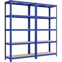 Songmics – Lot de 2 rayonnages 5 niveaux 180 x 90 x 40 cm – Charge lourde 175 kg/niveau – Cadre acier renforcé – Étagères réglables